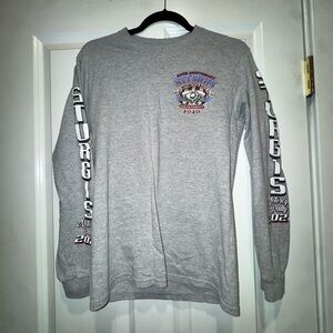 Gildan Gray Long Sleeve Men's Tee with Sturgis Graphics